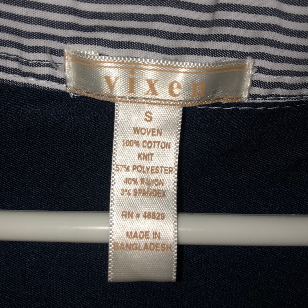 Vixen v neck blue stripe ruffle sleeve tie back top girls size small - Picture 5 of 6
